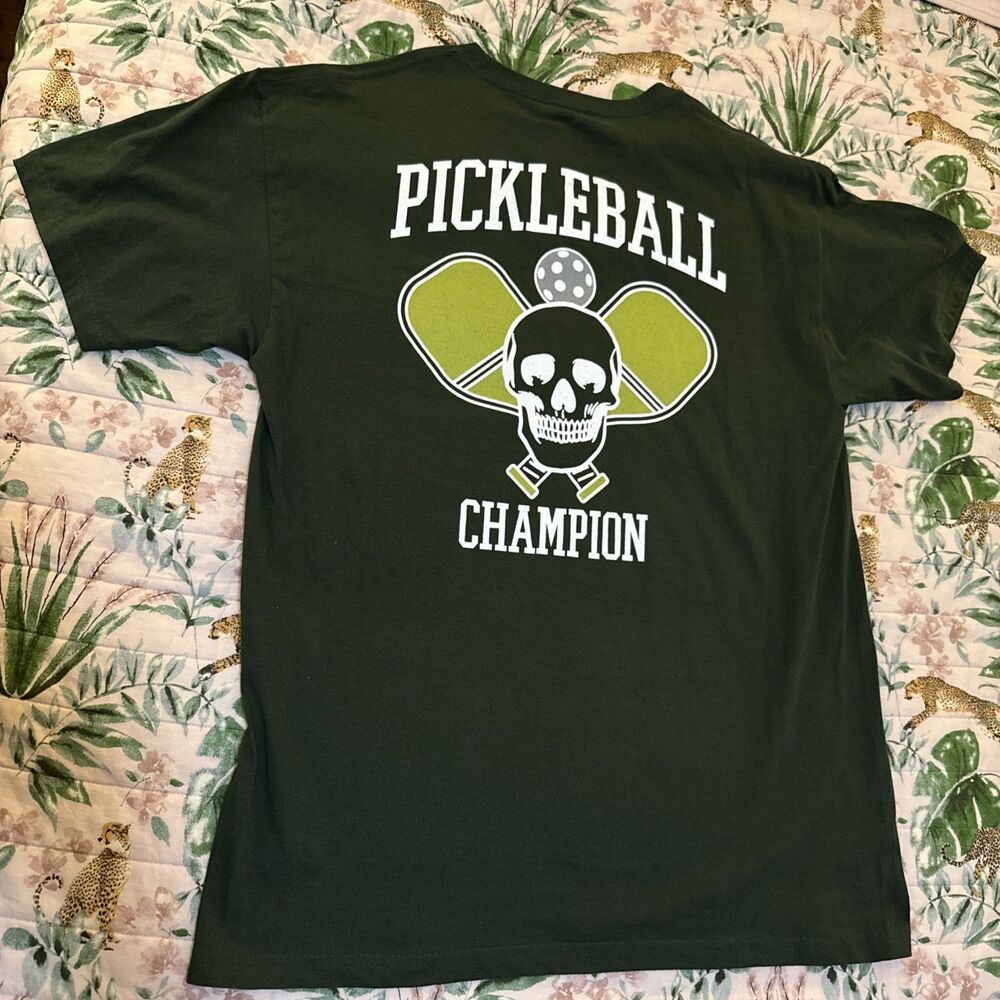 Call Your Mother Shirt Mens Large Green Skeleton Pickleball Champ Graphic Tee